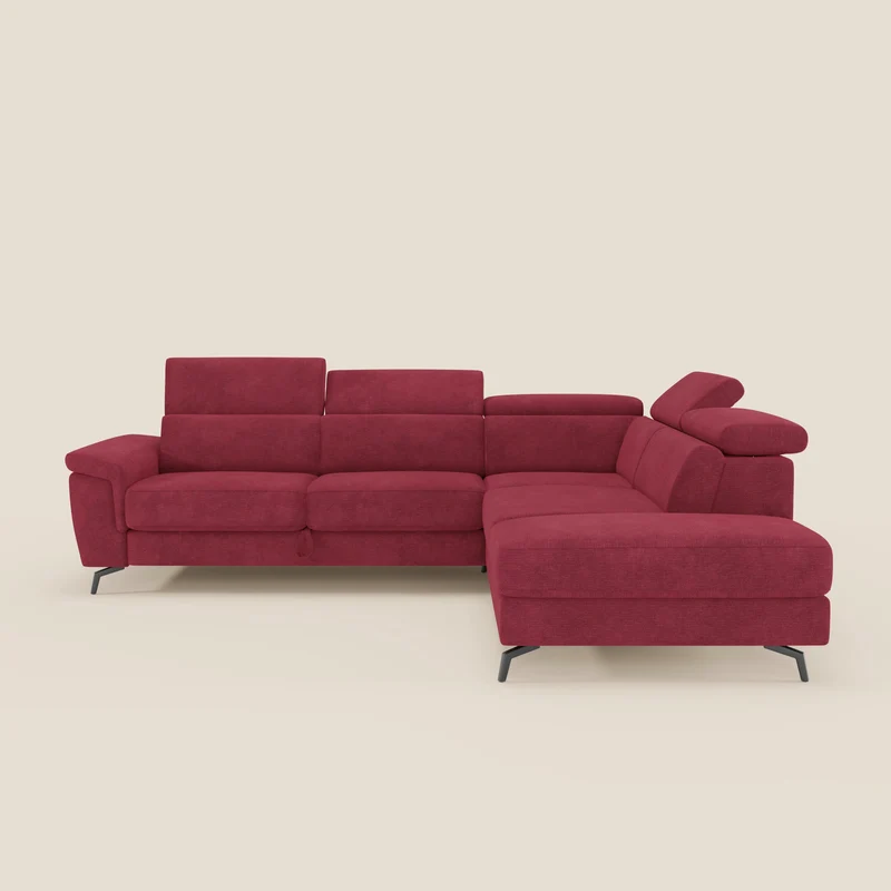 Estro Canapé d'angle extractible - têtières inclinables en tissu imperméable T14 rouge