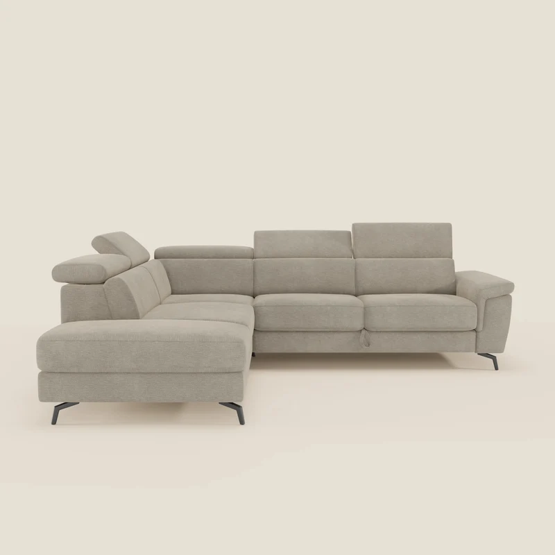 Estro Canapé d'angle extractible - têtières inclinables en tissu imperméable T14 beige