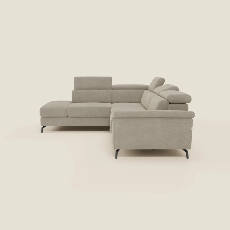 Estro Canapé d'angle extractible - têtières inclinables en tissu imperméable T14 beige