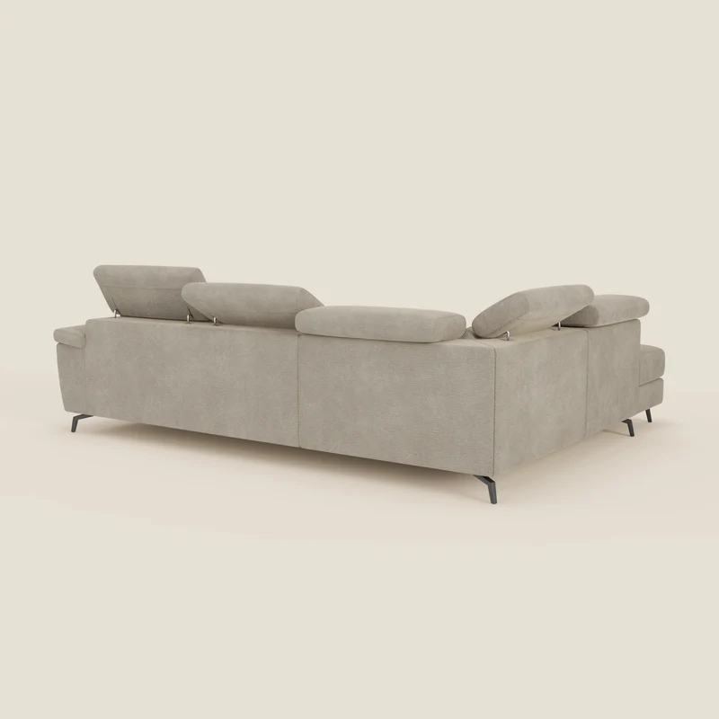 Estro Canapé d'angle extractible - têtières inclinables en tissu imperméable T14 beige
