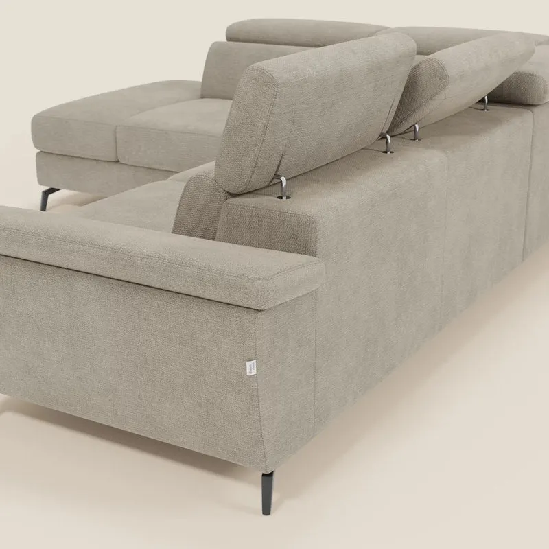Estro Canapé d'angle extractible - têtières inclinables en tissu imperméable T14 beige