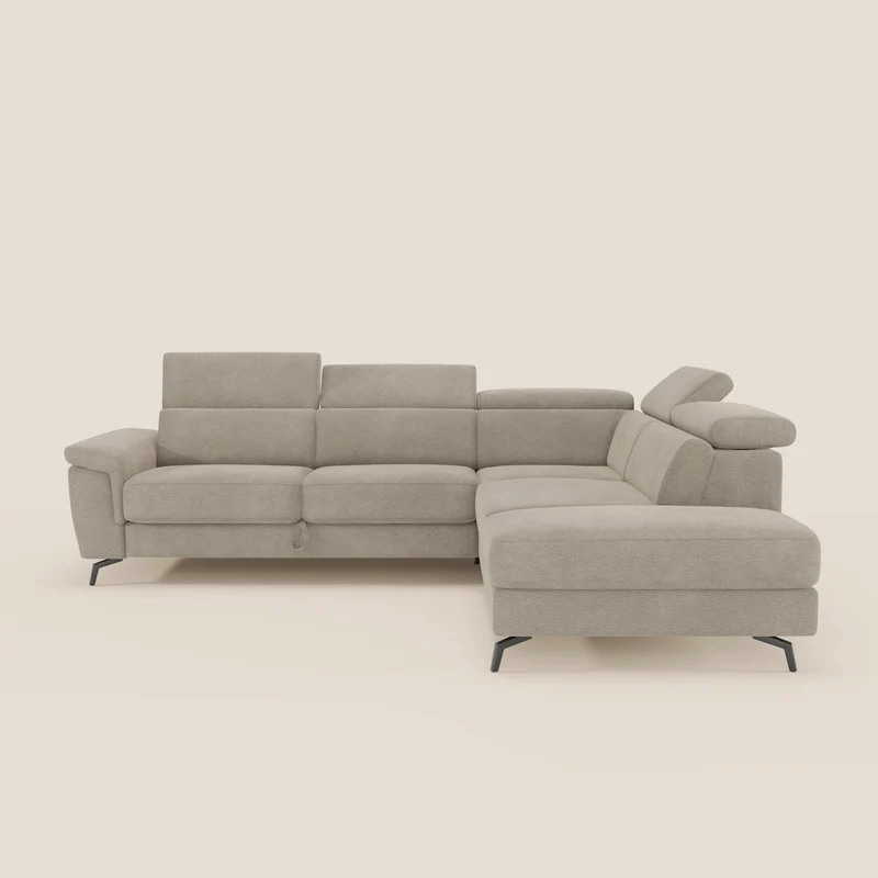 Estro Canapé d'angle extractible - têtières inclinables en tissu imperméable T14 beige