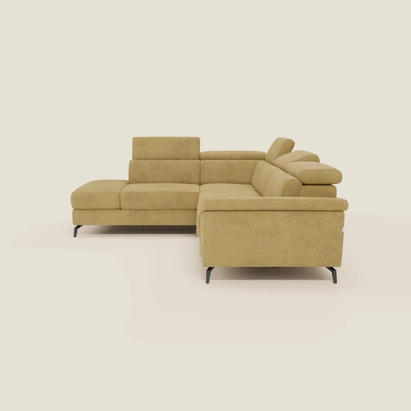 Estro Canapé d'angle extractible - têtières inclinables en tissu imperméable T14 jaune