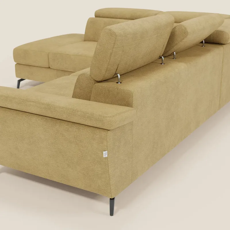 Estro Canapé d'angle extractible - têtières inclinables en tissu imperméable T14 jaune