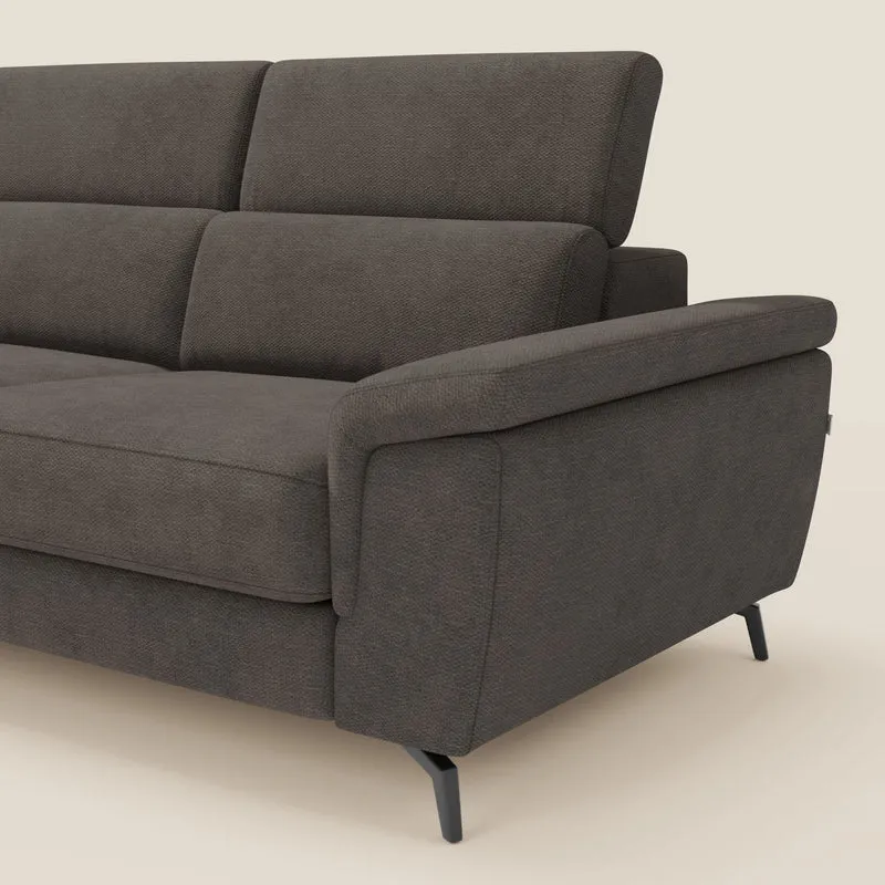 Estro Canapé d'angle extractible - têtières inclinables en tissu imperméable T14 marron