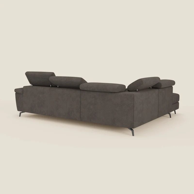 Estro Canapé d'angle extractible - têtières inclinables en tissu imperméable T14 marron