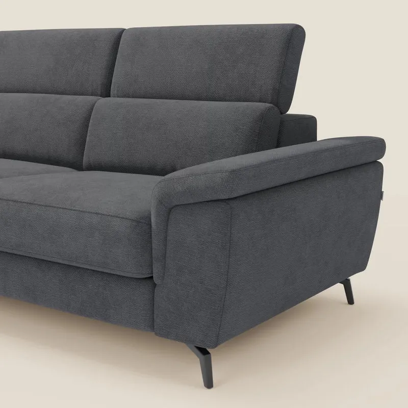 Estro Canapé d'angle extractible - têtières inclinables en tissu imperméable T14 anthracite