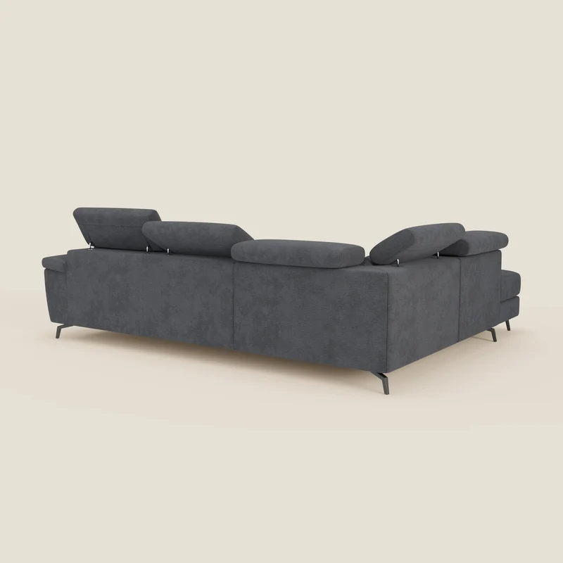 Estro Canapé d'angle extractible - têtières inclinables en tissu imperméable T14 anthracite