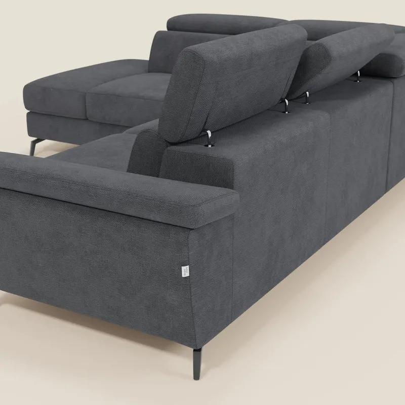Estro Canapé d'angle extractible - têtières inclinables en tissu imperméable T14 anthracite
