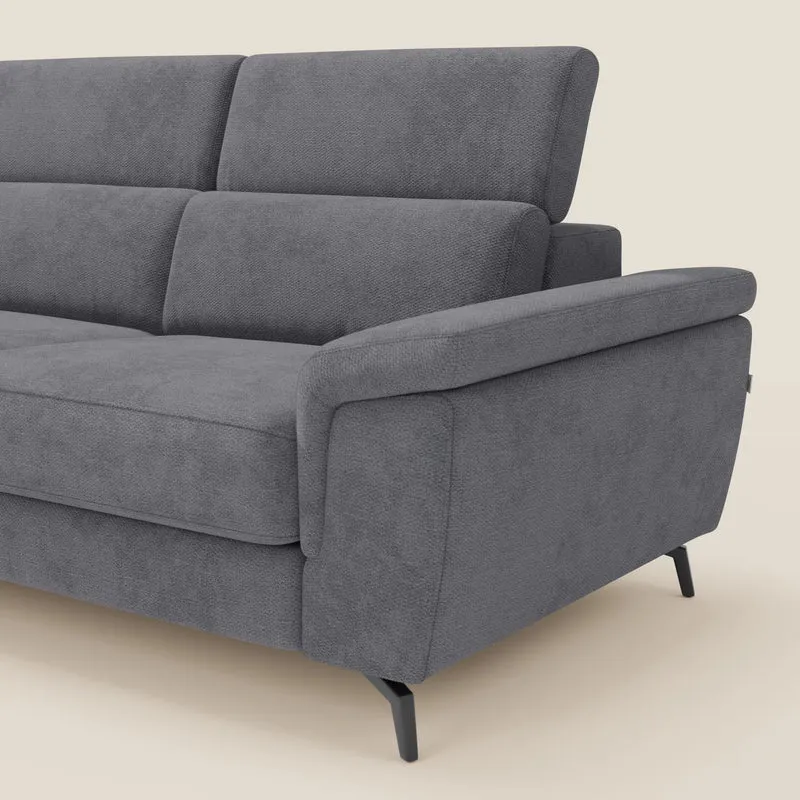 Estro Canapé d'angle extractible - têtières inclinables en tissu imperméable T14 gris