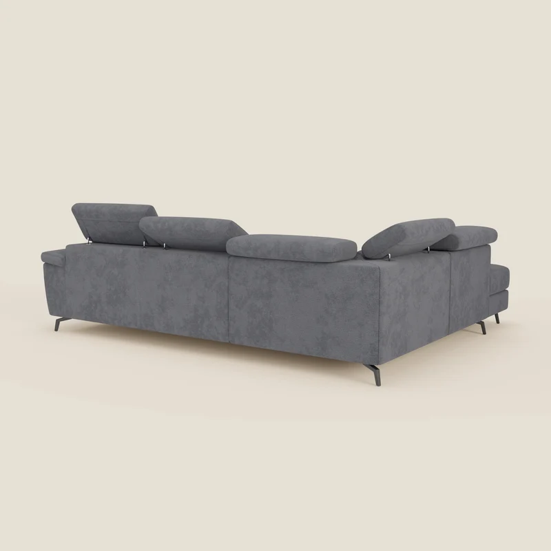 Estro Canapé d'angle extractible - têtières inclinables en tissu imperméable T14 gris