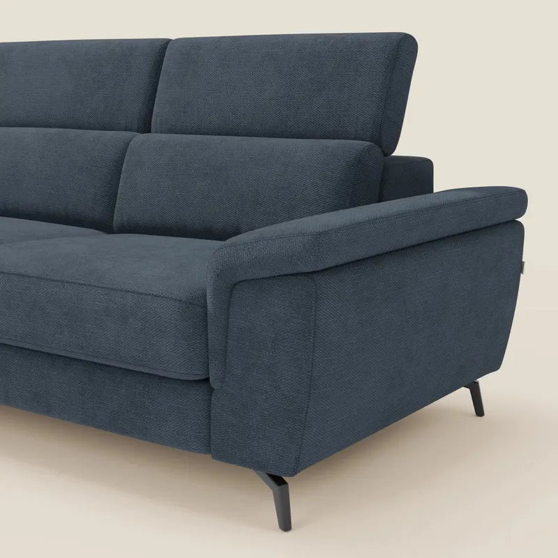 Estro Canapé d'angle extractible - têtières inclinables en tissu imperméable T14 bleu