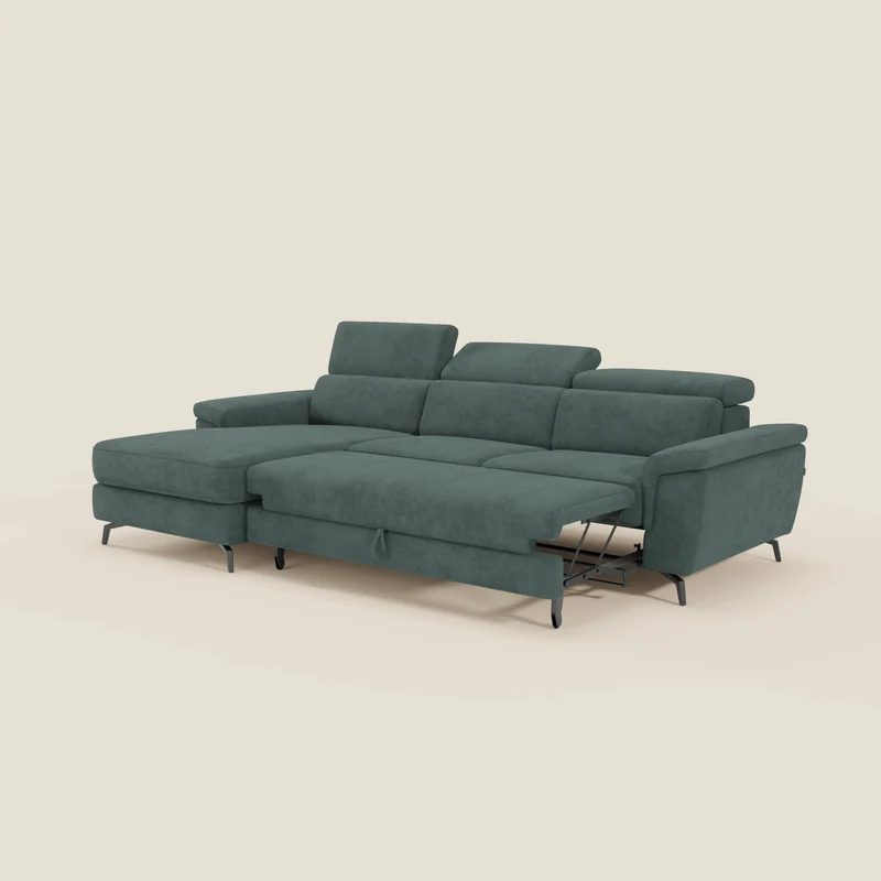 Estro Canapé extractible et chaise longue - têtières inclinables en tissu imperméable T14 vert