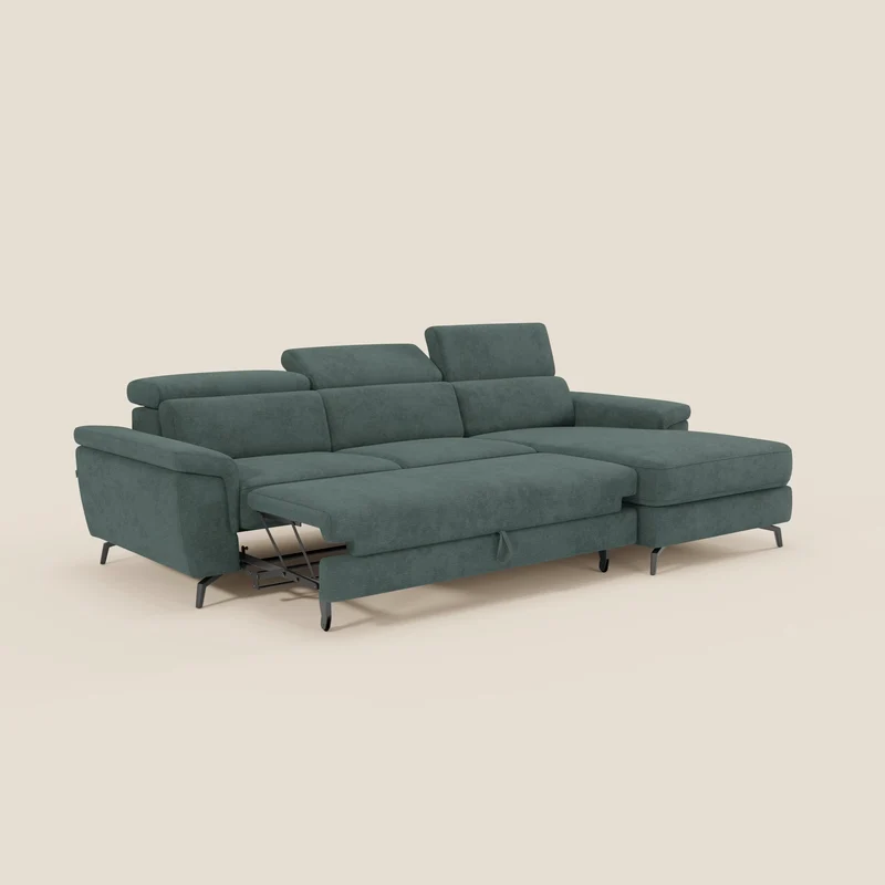 Estro Canapé extractible et chaise longue - têtières inclinables en tissu imperméable T14 vert