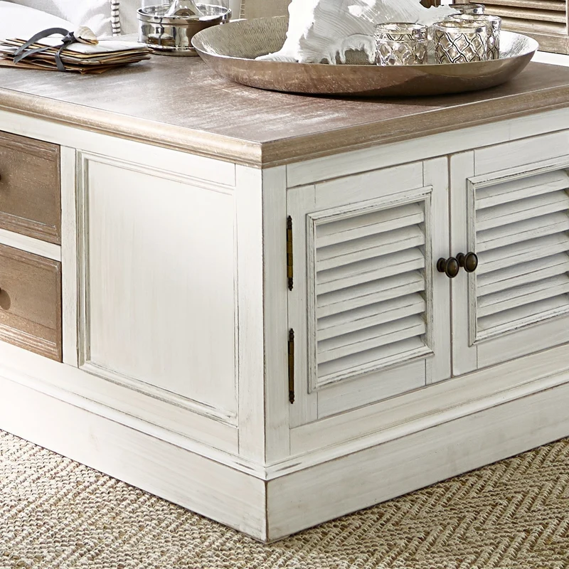 Table basse LOBERON Cloverport en bois massif blanc