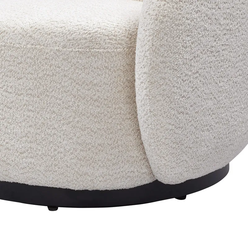 Fauteuil pivotant en tissu effet bouclette beige ASSA