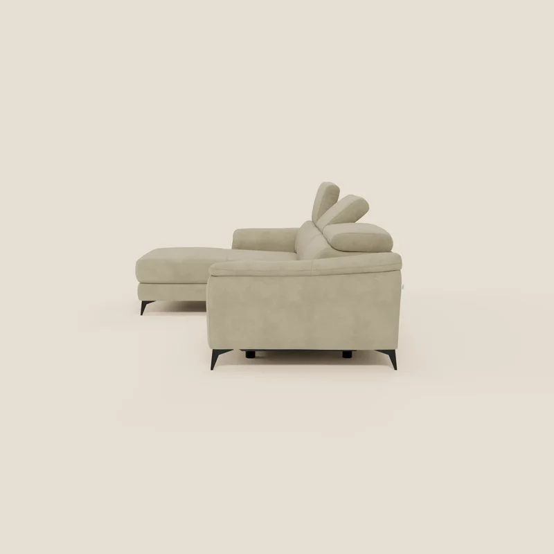 Arcos Canapé avec méridienne - pieds hauts et têtières inclinables en microfibre imperméable T11 beige