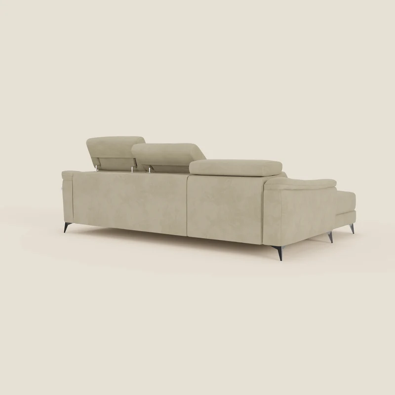Arcos Canapé avec méridienne - pieds hauts et têtières inclinables en microfibre imperméable T11 beige