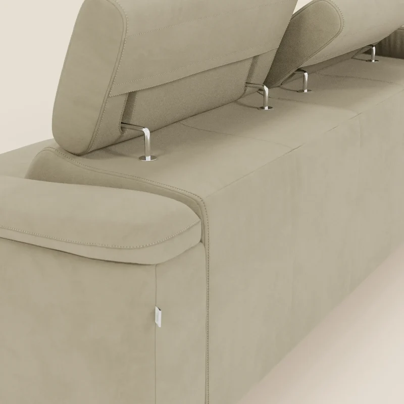 Arcos Canapé avec méridienne - pieds hauts et têtières inclinables en microfibre imperméable T11 beige
