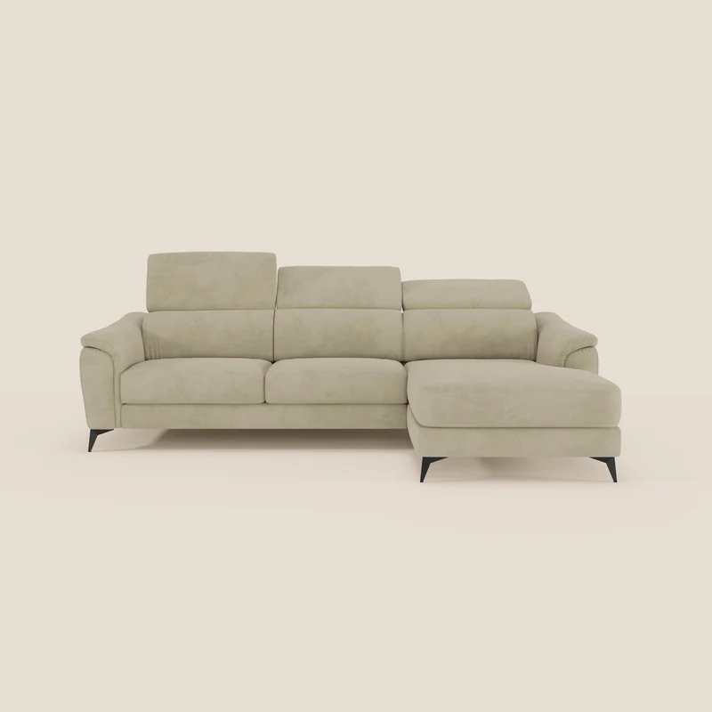 Arcos Canapé avec méridienne - pieds hauts et têtières inclinables en microfibre imperméable T11 beige
