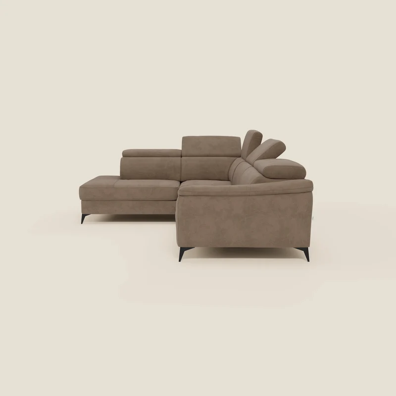 Arcos Canapé d'angle - pieds hauts et têtières inclinables en microfibre imperméable T11 marron