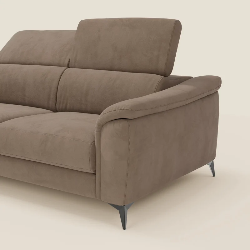 Arcos Canapé d'angle - pieds hauts et têtières inclinables en microfibre imperméable T11 marron