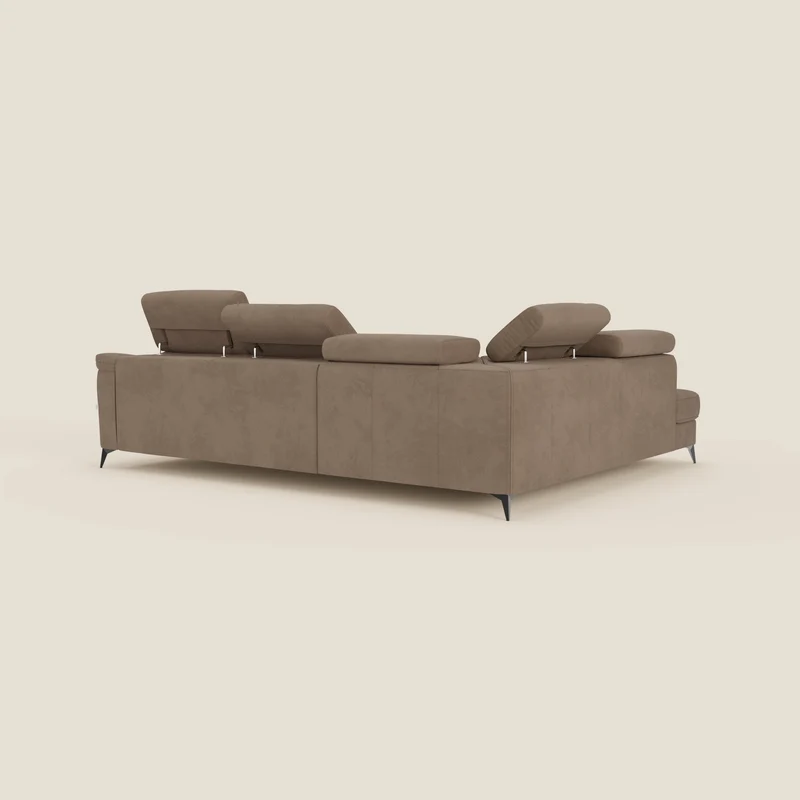 Arcos Canapé d'angle - pieds hauts et têtières inclinables en microfibre imperméable T11 marron