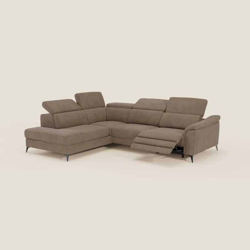 Arcos Canapé d'angle - pieds hauts et têtières inclinables en microfibre imperméable T11 marron