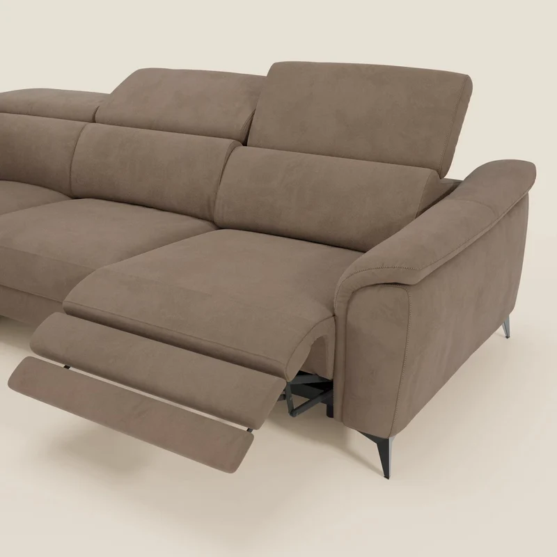 Arcos Canapé d'angle - pieds hauts et têtières inclinables en microfibre imperméable T11 marron