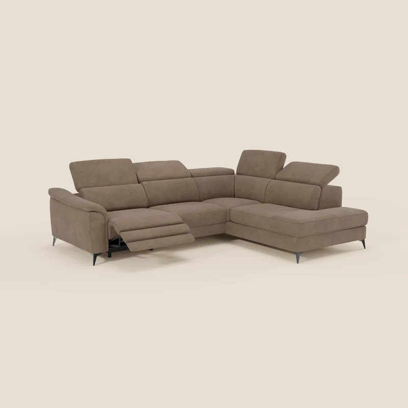 Arcos Canapé d'angle - pieds hauts et têtières inclinables en microfibre imperméable T11 marron