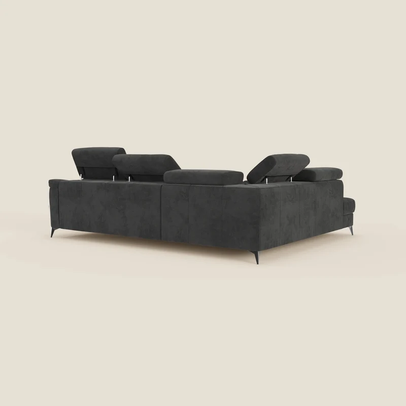Arcos Canapé d'angle - pieds hauts et têtières inclinables en microfibre imperméable T11 noir