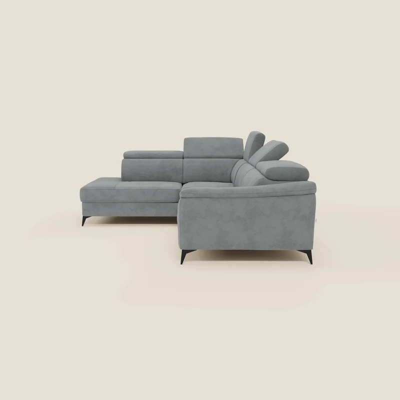 Arcos Canapé d'angle - pieds hauts et têtières inclinables en microfibre imperméable T11 gris