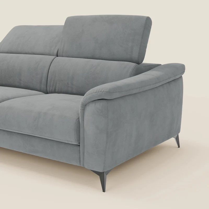 Arcos Canapé d'angle - pieds hauts et têtières inclinables en microfibre imperméable T11 gris