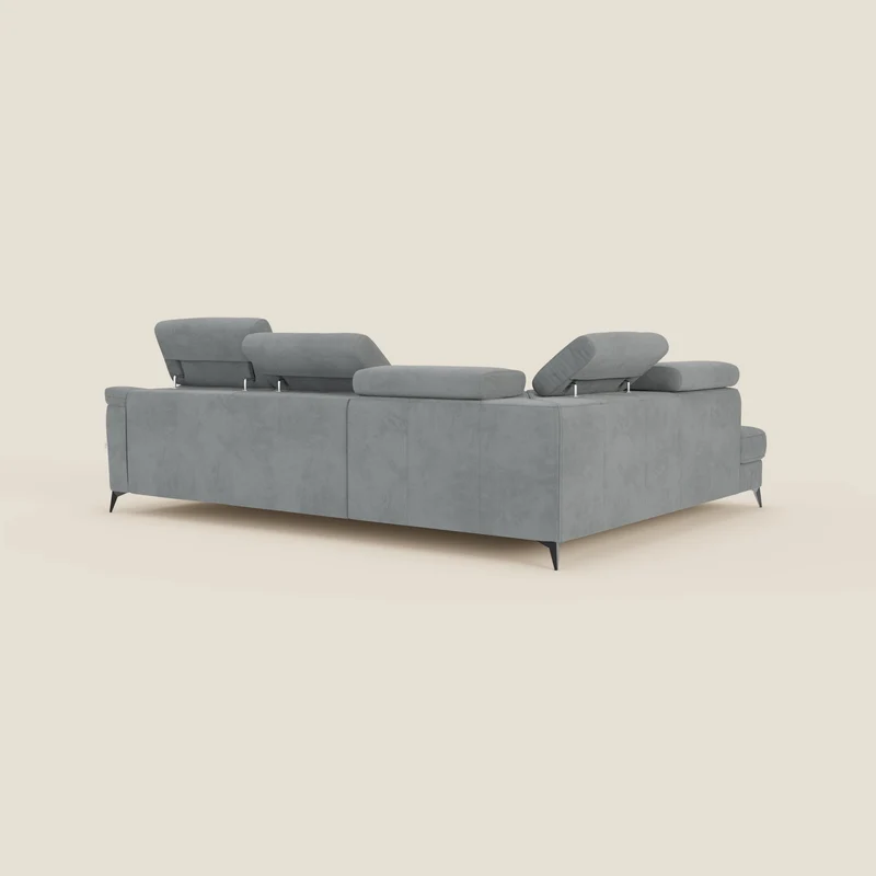 Arcos Canapé d'angle - pieds hauts et têtières inclinables en microfibre imperméable T11 gris