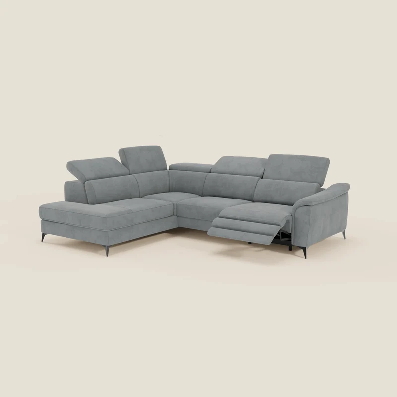 Arcos Canapé d'angle - pieds hauts et têtières inclinables en microfibre imperméable T11 gris