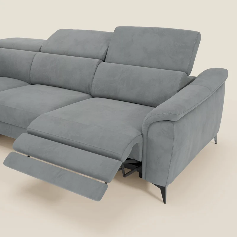 Arcos Canapé d'angle - pieds hauts et têtières inclinables en microfibre imperméable T11 gris