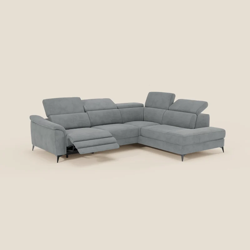 Arcos Canapé d'angle - pieds hauts et têtières inclinables en microfibre imperméable T11 gris
