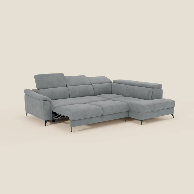 Arcos Canapé d'angle - pieds hauts et têtières inclinables en microfibre imperméable T11 gris
