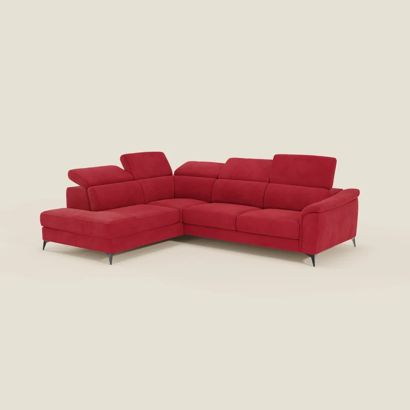 Arcos Canapé d'angle - pieds hauts et têtières inclinables en microfibre imperméable T11 rouge
