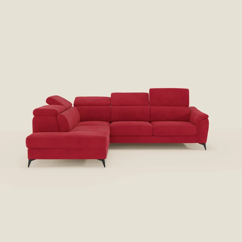 Arcos Canapé d'angle - pieds hauts et têtières inclinables en microfibre imperméable T11 rouge