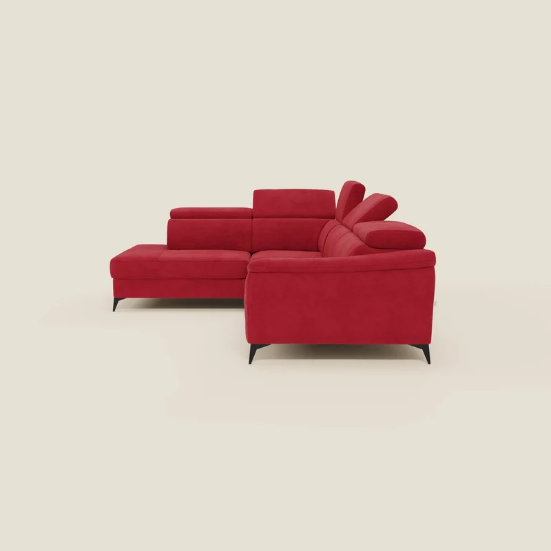 Arcos Canapé d'angle - pieds hauts et têtières inclinables en microfibre imperméable T11 rouge