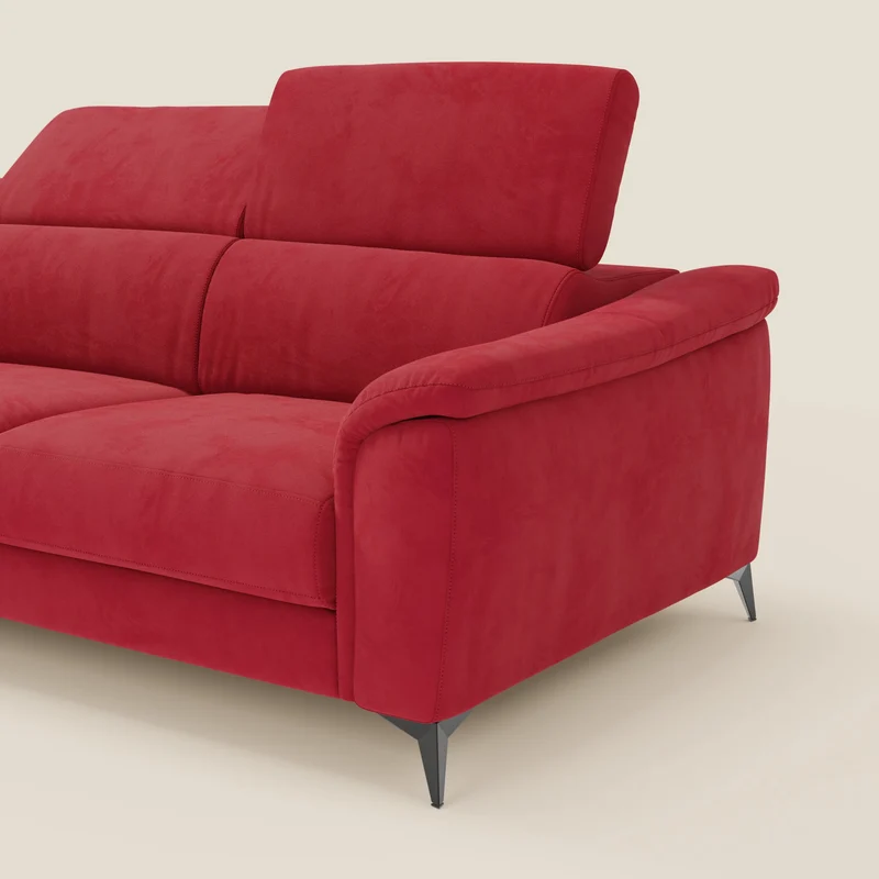 Arcos Canapé d'angle - pieds hauts et têtières inclinables en microfibre imperméable T11 rouge