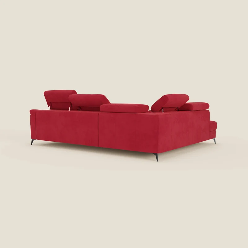 Arcos Canapé d'angle - pieds hauts et têtières inclinables en microfibre imperméable T11 rouge