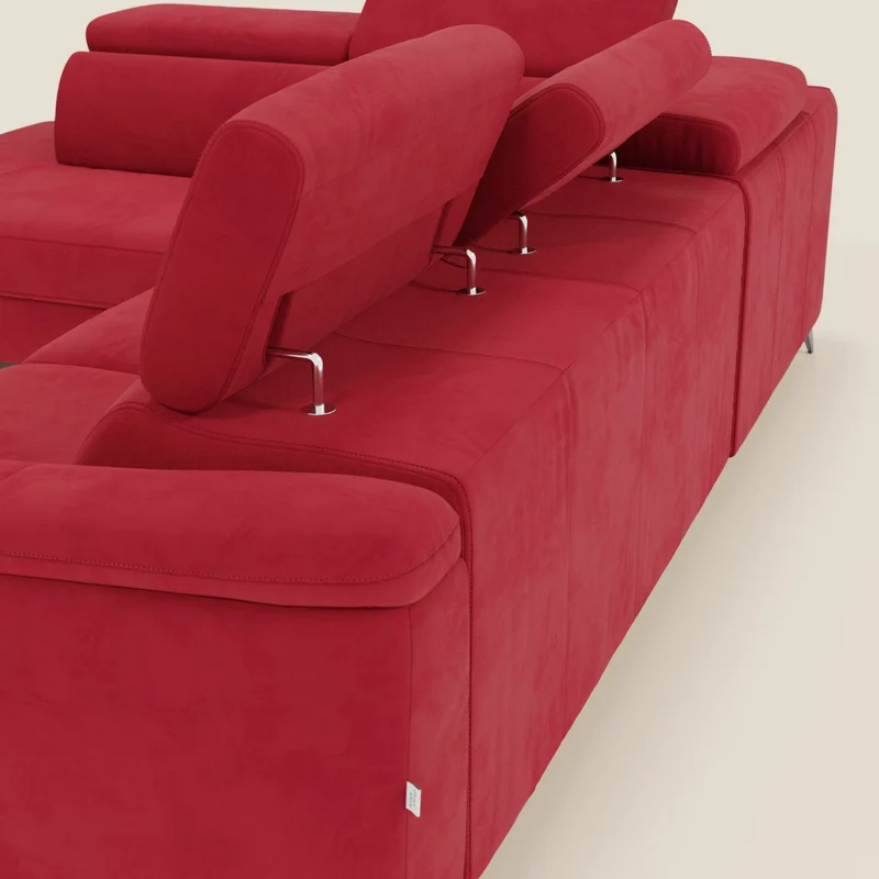 Arcos Canapé d'angle - pieds hauts et têtières inclinables en microfibre imperméable T11 rouge