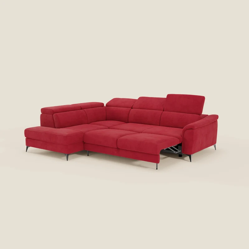Arcos Canapé d'angle - pieds hauts et têtières inclinables en microfibre imperméable T11 rouge