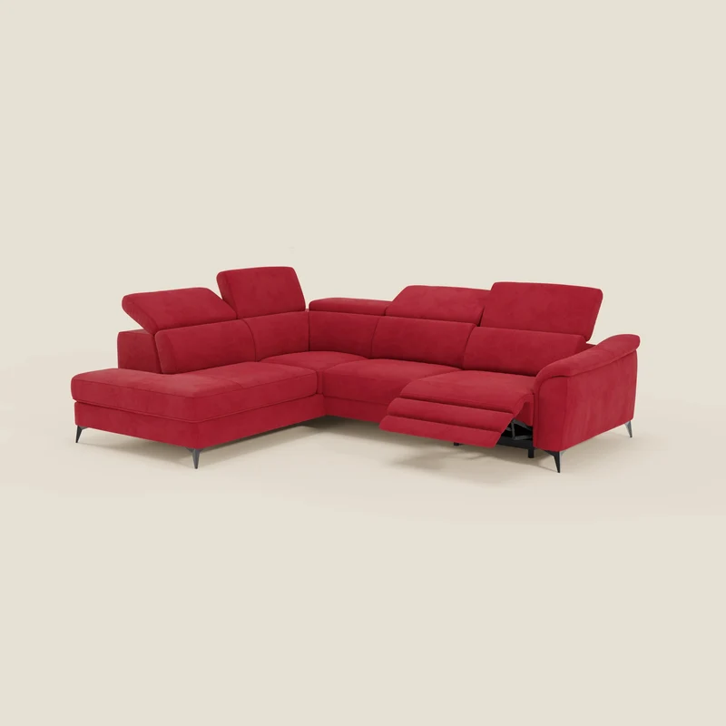 Arcos Canapé d'angle - pieds hauts et têtières inclinables en microfibre imperméable T11 rouge