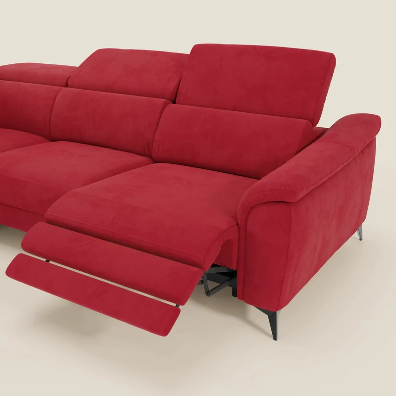 Arcos Canapé d'angle - pieds hauts et têtières inclinables en microfibre imperméable T11 rouge