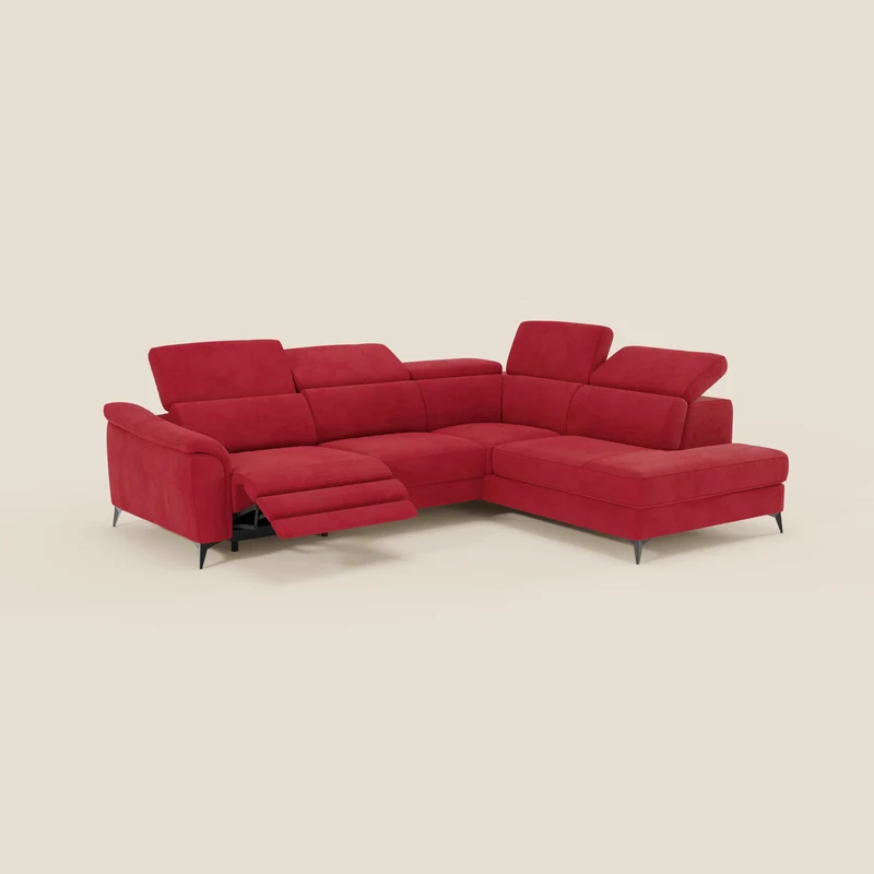 Arcos Canapé d'angle - pieds hauts et têtières inclinables en microfibre imperméable T11 rouge