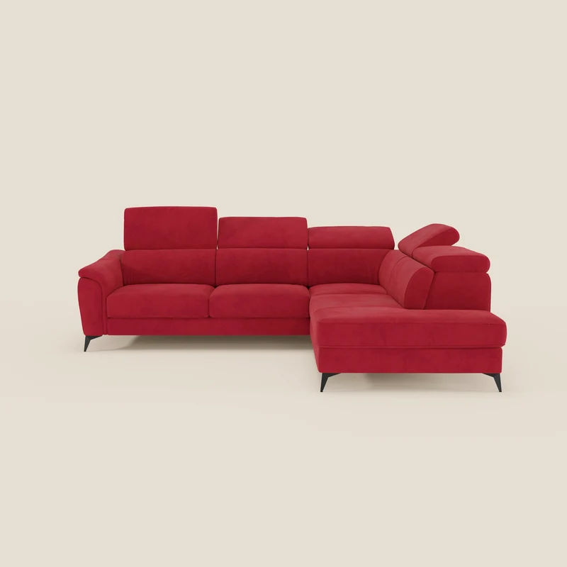 Arcos Canapé d'angle - pieds hauts et têtières inclinables en microfibre imperméable T11 rouge