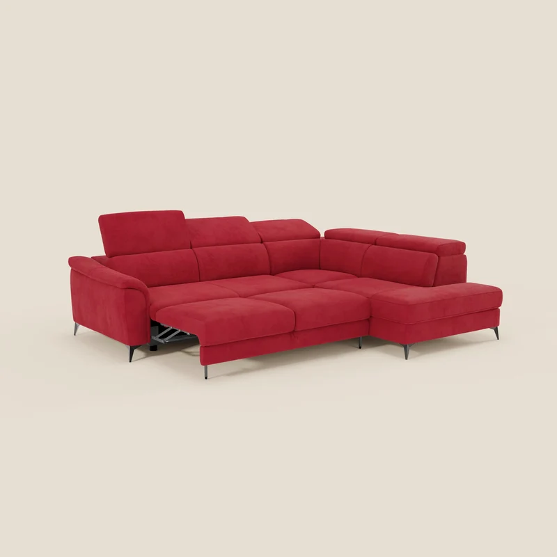 Arcos Canapé d'angle - pieds hauts et têtières inclinables en microfibre imperméable T11 rouge